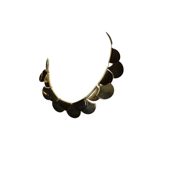 Kate Spade Gold Scallop Statement Necklace Collar Chunky Retired Y2K - Picture 6 of 8